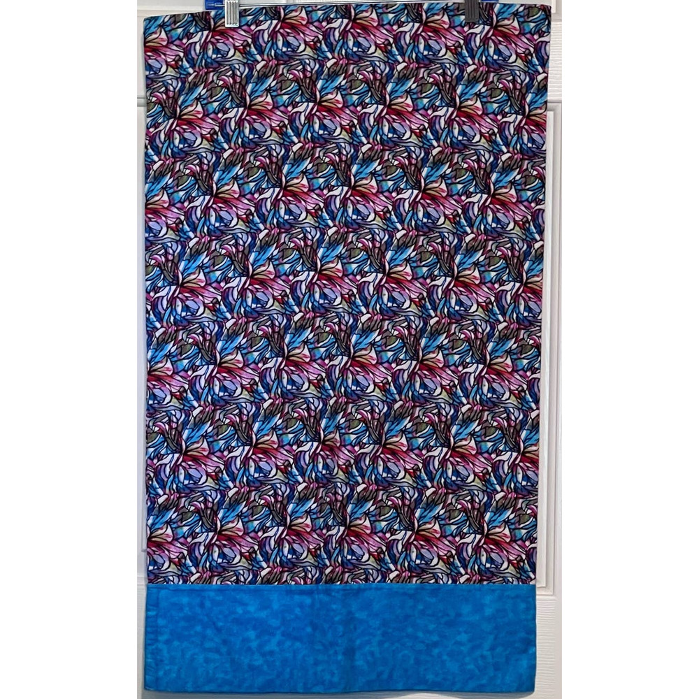 Flannel Pillowcase Blue Pink Tan Yellow 32 1/2" Long x 19" Wide